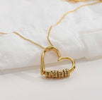 Personalized Heart Necklace with Name Beads