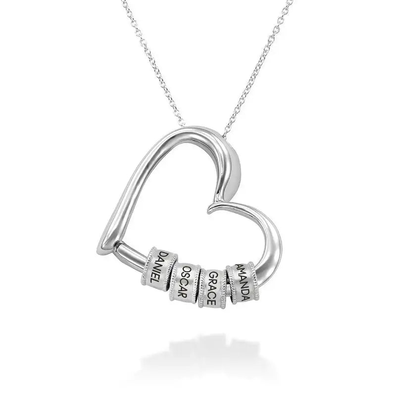 Personalized Heart Necklace with Name Beads